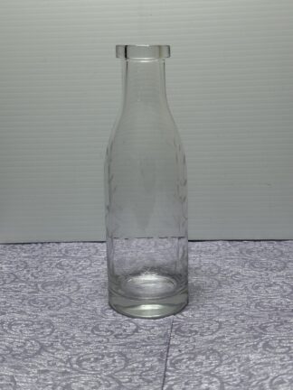 Vintage Etched Leaf Vines Clear Glass Bottle