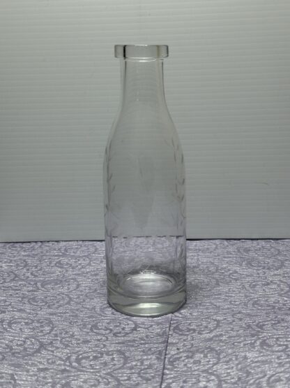 Vintage Etched Leaf Vines Clear Glass Bottle